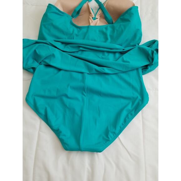 Lands' End Women's Tummy Control Swimdress Size 16L Jade Green NWOT - Picture 11 of 15